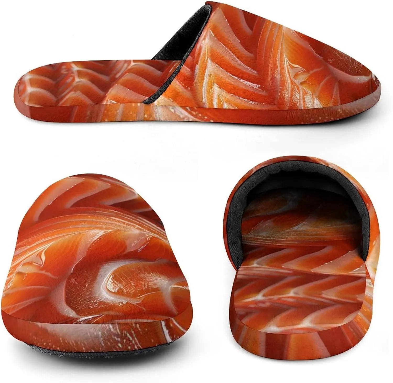 3D Funny Realistic Food Salmon Sushi Men's Cotton Slippers Closed Toe Slipper for Spa Hotel Bedoom