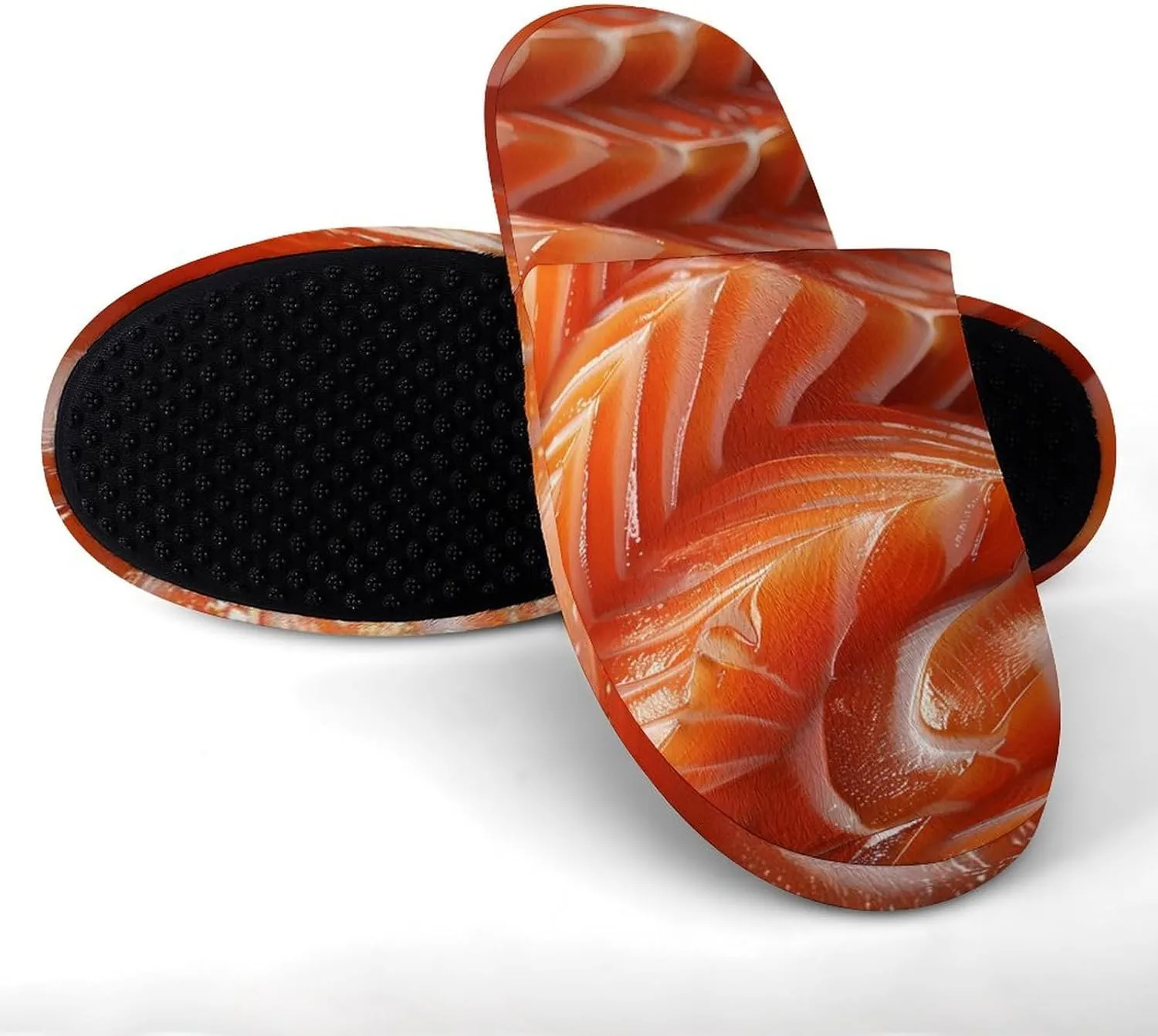 3D Funny Realistic Food Salmon Sushi Men's Cotton Slippers Closed Toe Slipper for Spa Hotel Bedoom