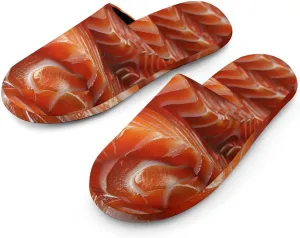 3D Funny Realistic Food Salmon Sushi Men's Cotton Slippers Closed Toe Slipper for Spa Hotel Bedoom