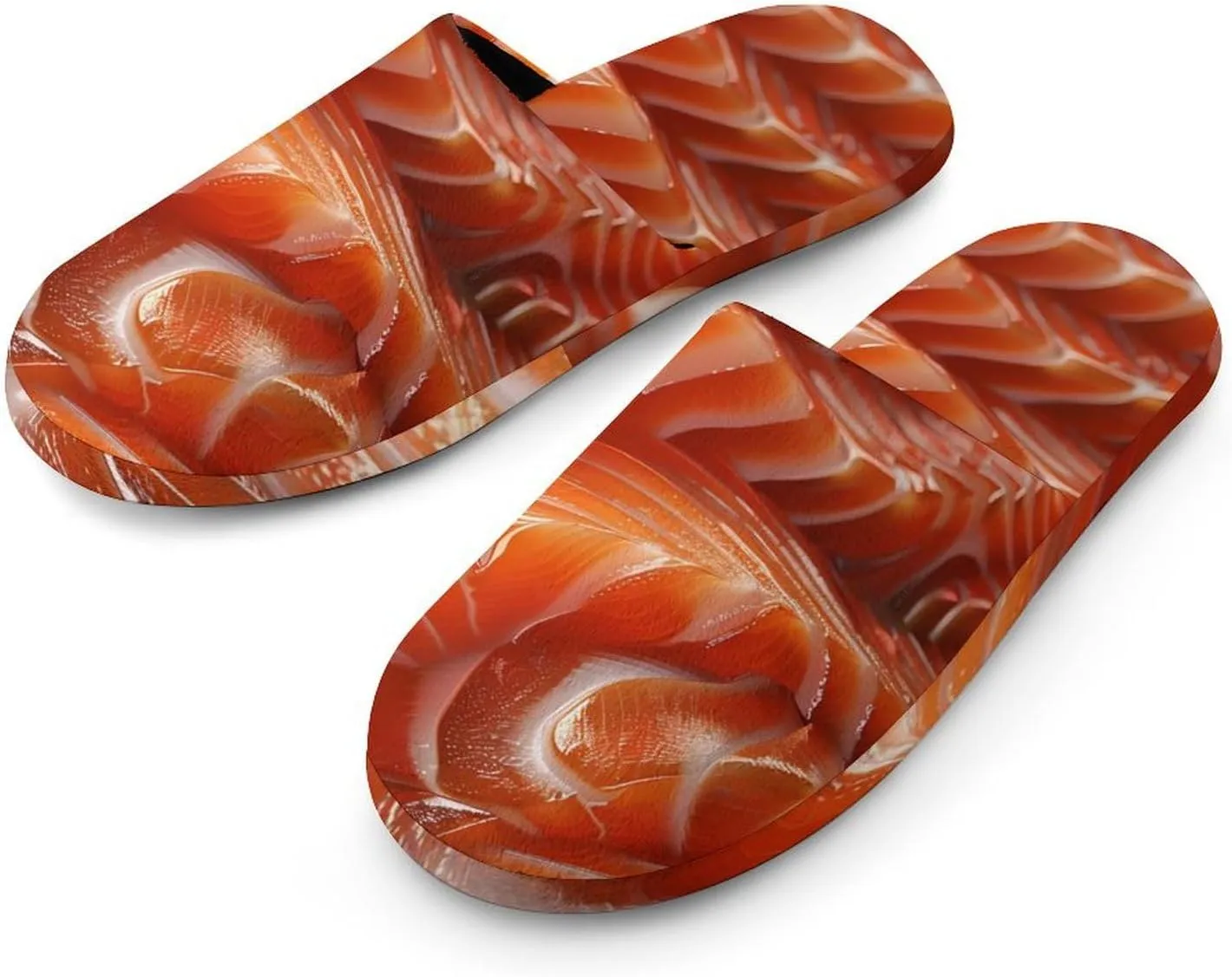 3D Funny Realistic Food Salmon Sushi Men's Cotton Slippers Closed Toe Slipper for Spa Hotel Bedoom