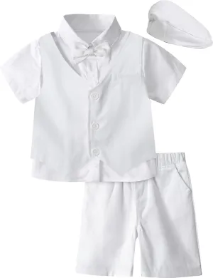 A&J DESIGN 5pcs Baby & Toddler Suit, 12 Months - 6 Years, Shirt & Shorts & Vest & Bow Tie