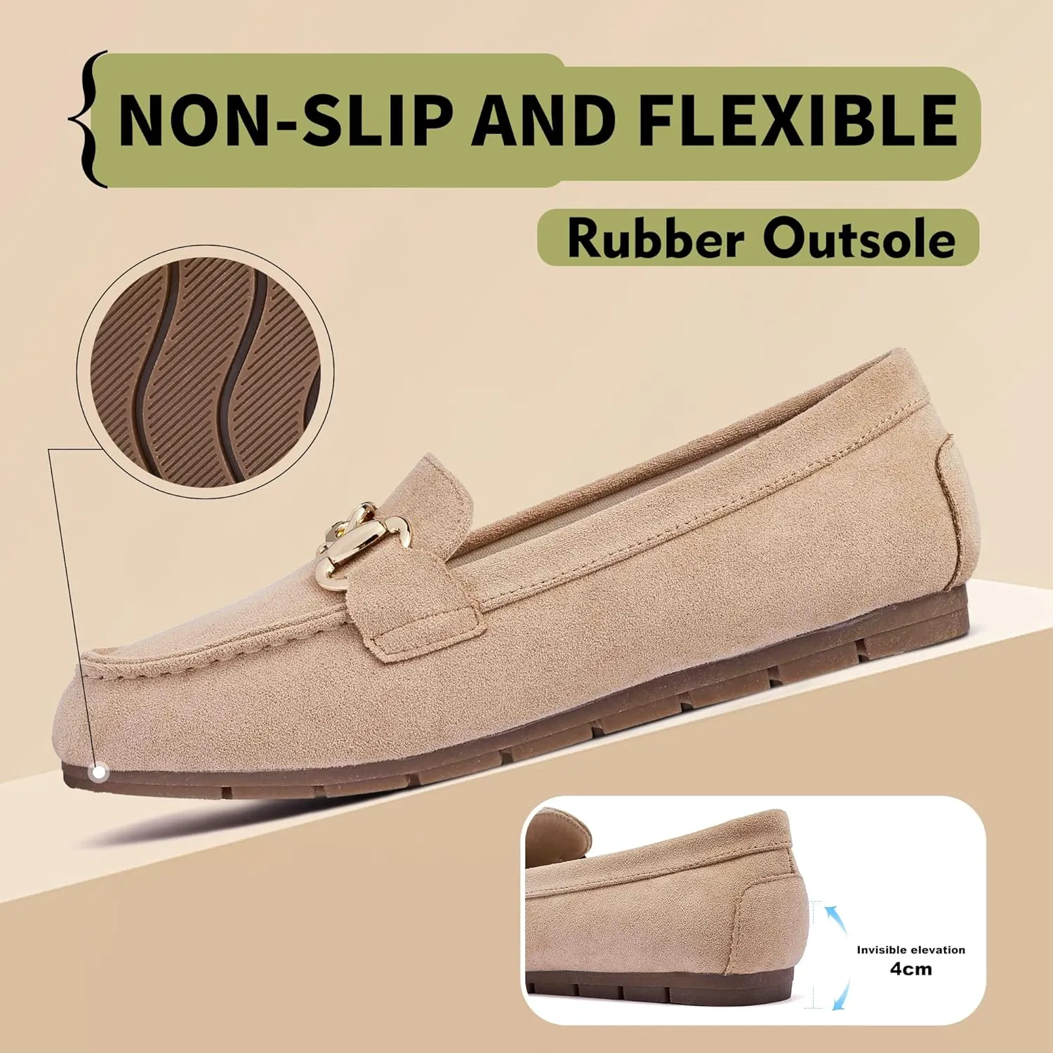 ABEJOJO Women's Loafer Shoes, Comfortable Slip on Casual Flat Penny Shoes for Walking, Driving, Dressy