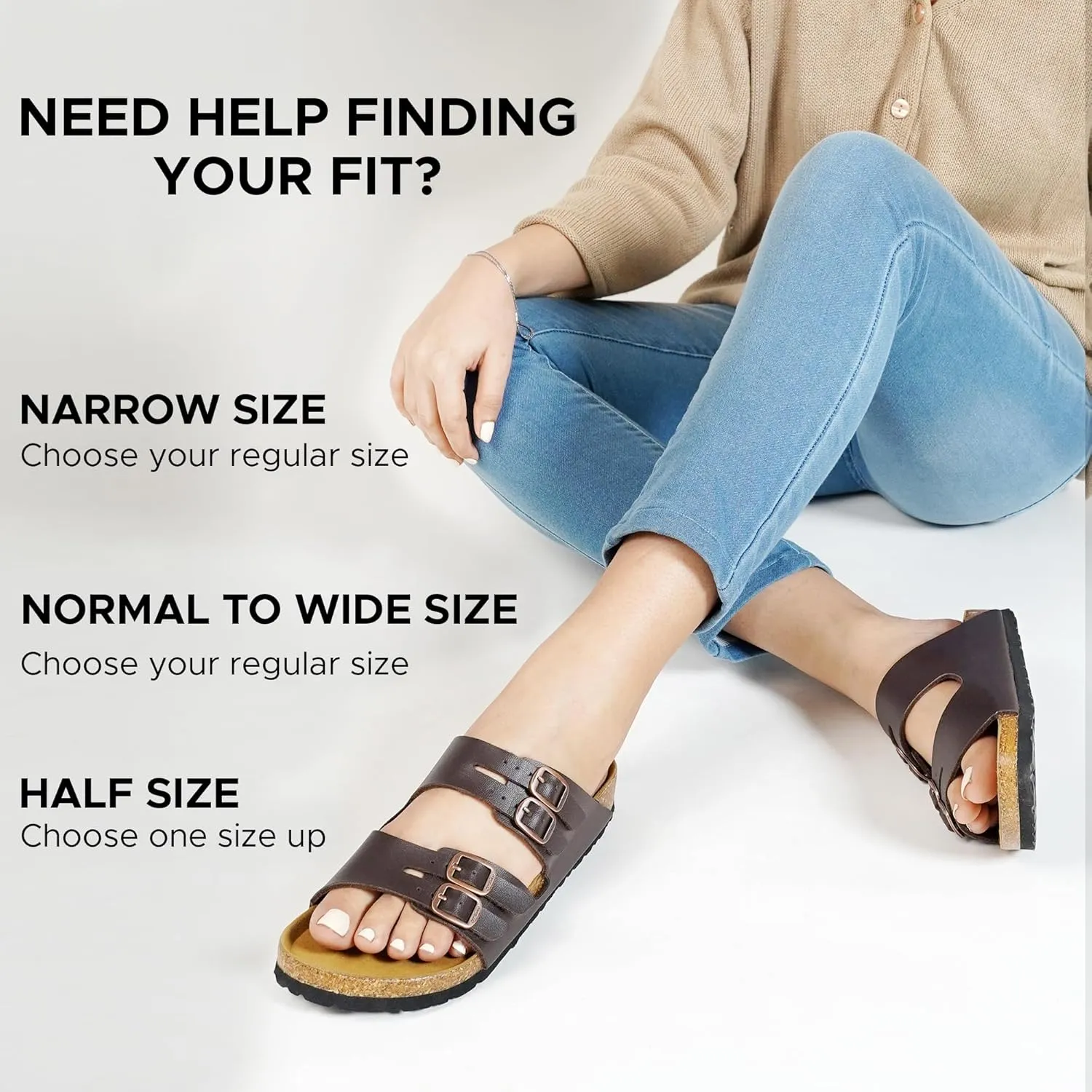 AEROTHOTIC Arch Support Recovery Slides for Women Comfy Memory Foam Cork Footbed Double Straps with Adjustable Buckle Slip on Beach Dressy Outdoor Ladies Sandals