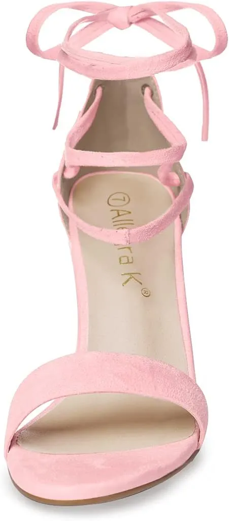 Allegra K Women's Tie Up Strappy Heels Chunky High Heels Sandal