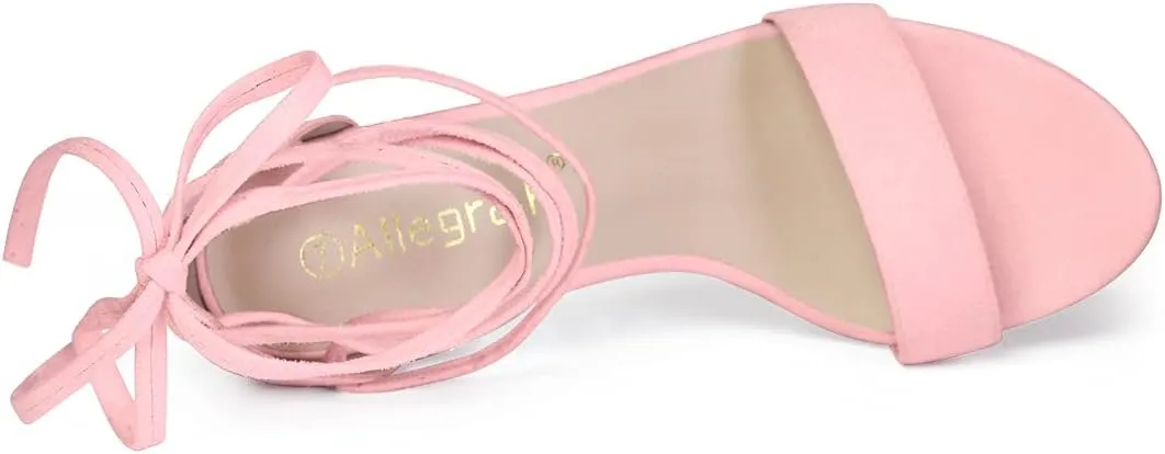 Allegra K Women's Tie Up Strappy Heels Chunky High Heels Sandal