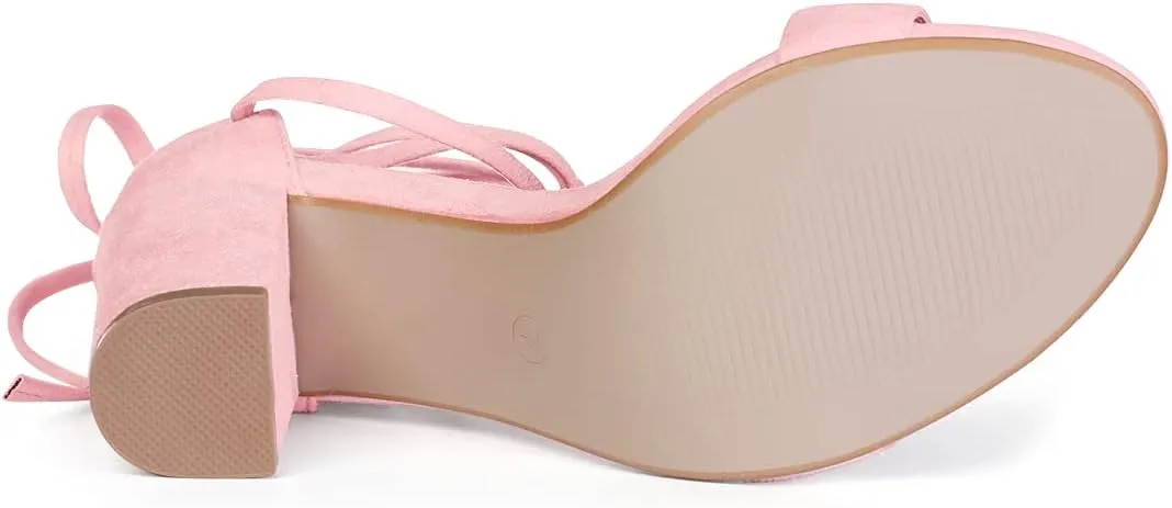 Allegra K Women's Tie Up Strappy Heels Chunky High Heels Sandal