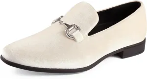 Amali Bradford - Microfiber Men's Slip-On Loafer with Gold Metal Bit - Smoking Slip On Dress Shoes for Men - Microfiber Formal Loafers for Men