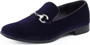 Amali Bradford - Microfiber Men's Slip-On Loafer with Gold Metal Bit - Smoking Slip On Dress Shoes for Men - Microfiber Formal Loafers for Men