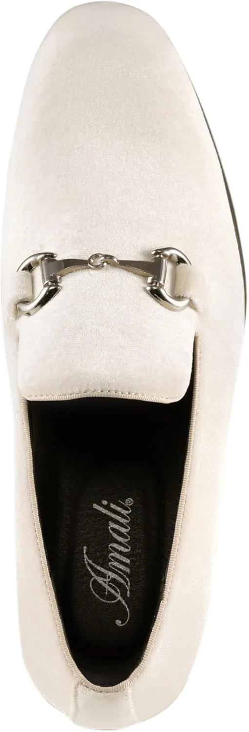 Amali Bradford - Microfiber Men's Slip-On Loafer with Gold Metal Bit - Smoking Slip On Dress Shoes for Men - Microfiber Formal Loafers for Men