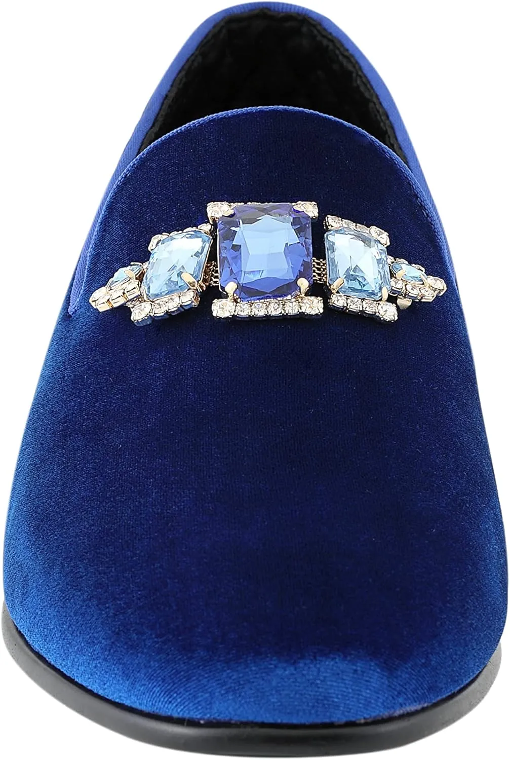 Amali Tiago- The Original Men's Faux Velvet Slip On Loafer with Jeweled Bit and Matching Piping - Mens Smoking Slip On Shoes - Formal Tuxedo Dress Shoe Loafers for Men