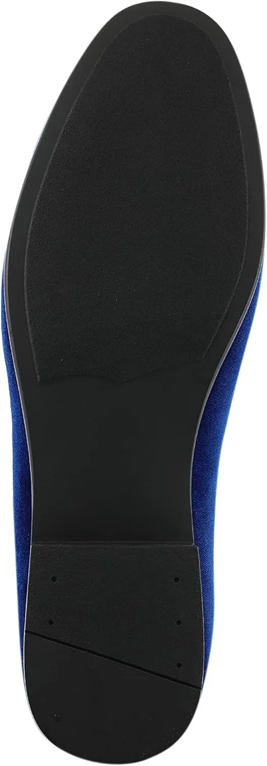 Amali Tiago- The Original Men's Faux Velvet Slip On Loafer with Jeweled Bit and Matching Piping - Mens Smoking Slip On Shoes - Formal Tuxedo Dress Shoe Loafers for Men