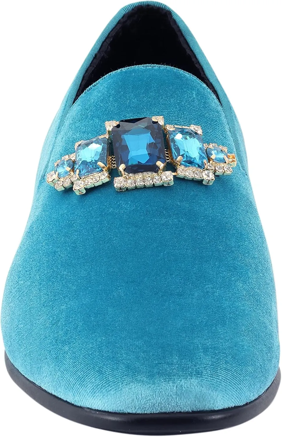 Amali Tiago- The Original Men's Faux Velvet Slip On Loafer with Jeweled Bit and Matching Piping - Mens Smoking Slip On Shoes - Formal Tuxedo Dress Shoe Loafers for Men