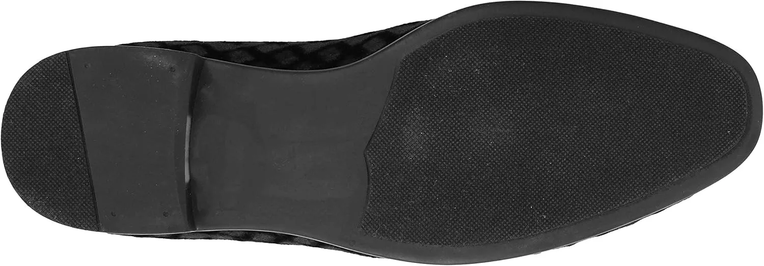Amali Velvet Slip-On Dress Loafers for Men with Lion Head Piece, Men's Formal Smoking Tuxedo Slippers, Loafer Shoes with Metal Chain Detail