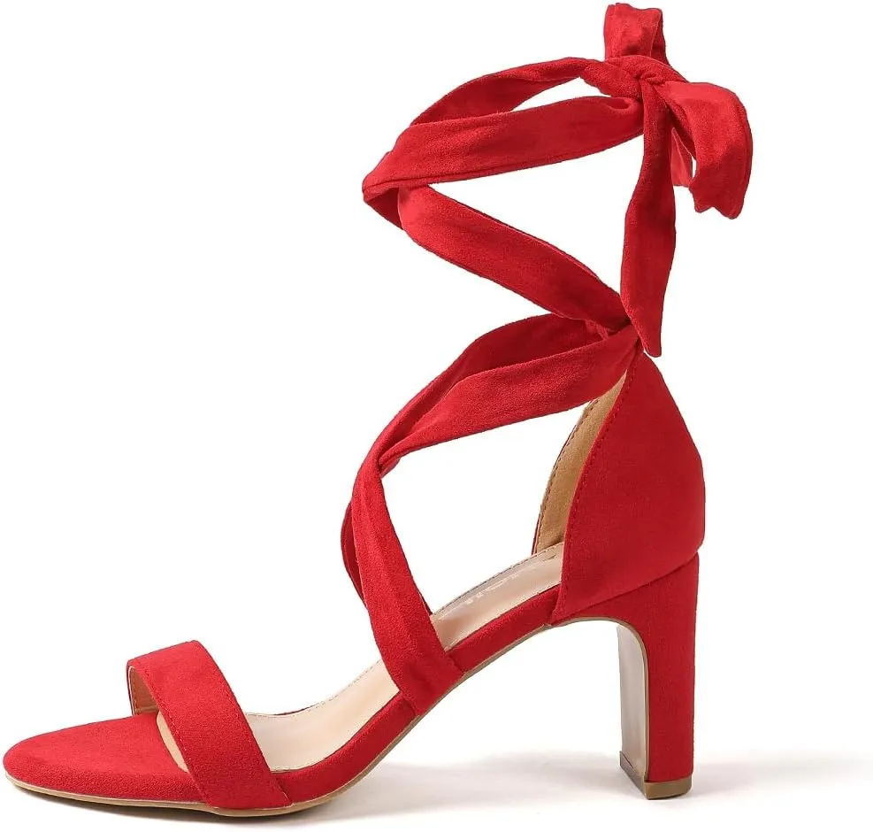 Amoji Women 3 Inch Strappy Heels Lady Heeled Sandal Strap Up Wedding Party Shoes 333