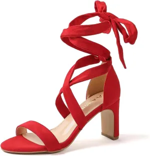 Amoji Women 3 Inch Strappy Heels Lady Heeled Sandal Strap Up Wedding Party Shoes 333