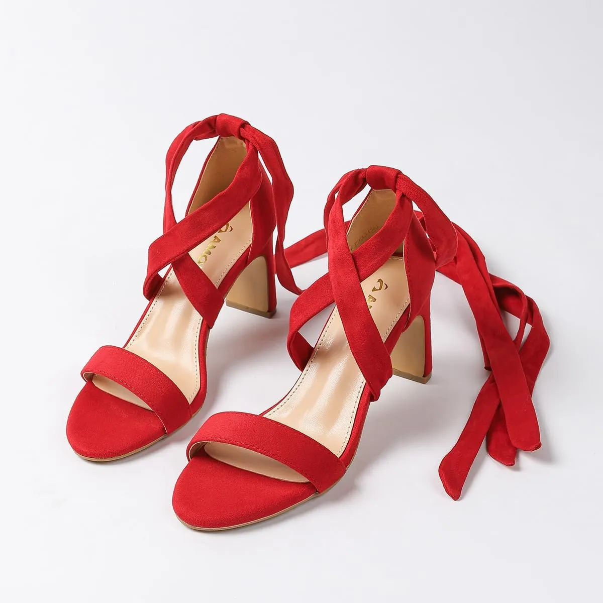 Amoji Women 3 Inch Strappy Heels Lady Heeled Sandal Strap Up Wedding Party Shoes 333