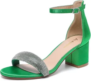 Amoji Women's 2.5 Inch Low Heel Ankle Strap Dressy Sandals 301