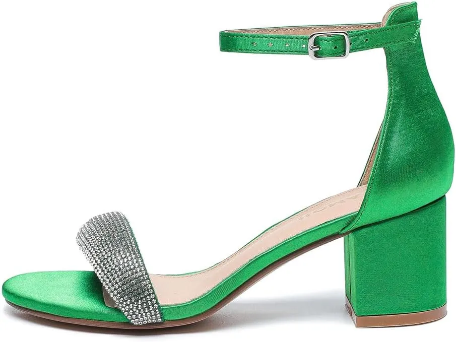 Amoji Women's 2.5 Inch Low Heel Ankle Strap Dressy Sandals 301