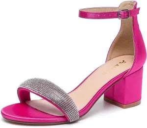 Amoji Women's 2.5 Inch Low Heel Ankle Strap Dressy Sandals 301