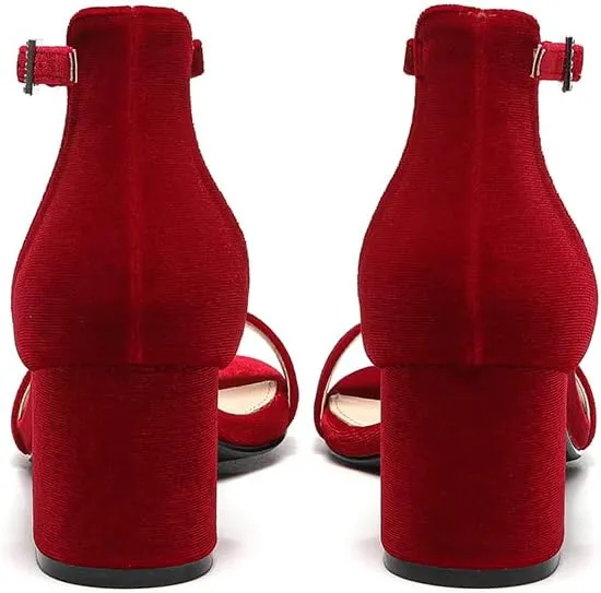 Amoji Women's 2.5 Inch Low Heel Ankle Strap Dressy Sandals 301