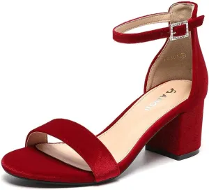 Amoji Women's 2.5 Inch Low Heel Ankle Strap Dressy Sandals 301