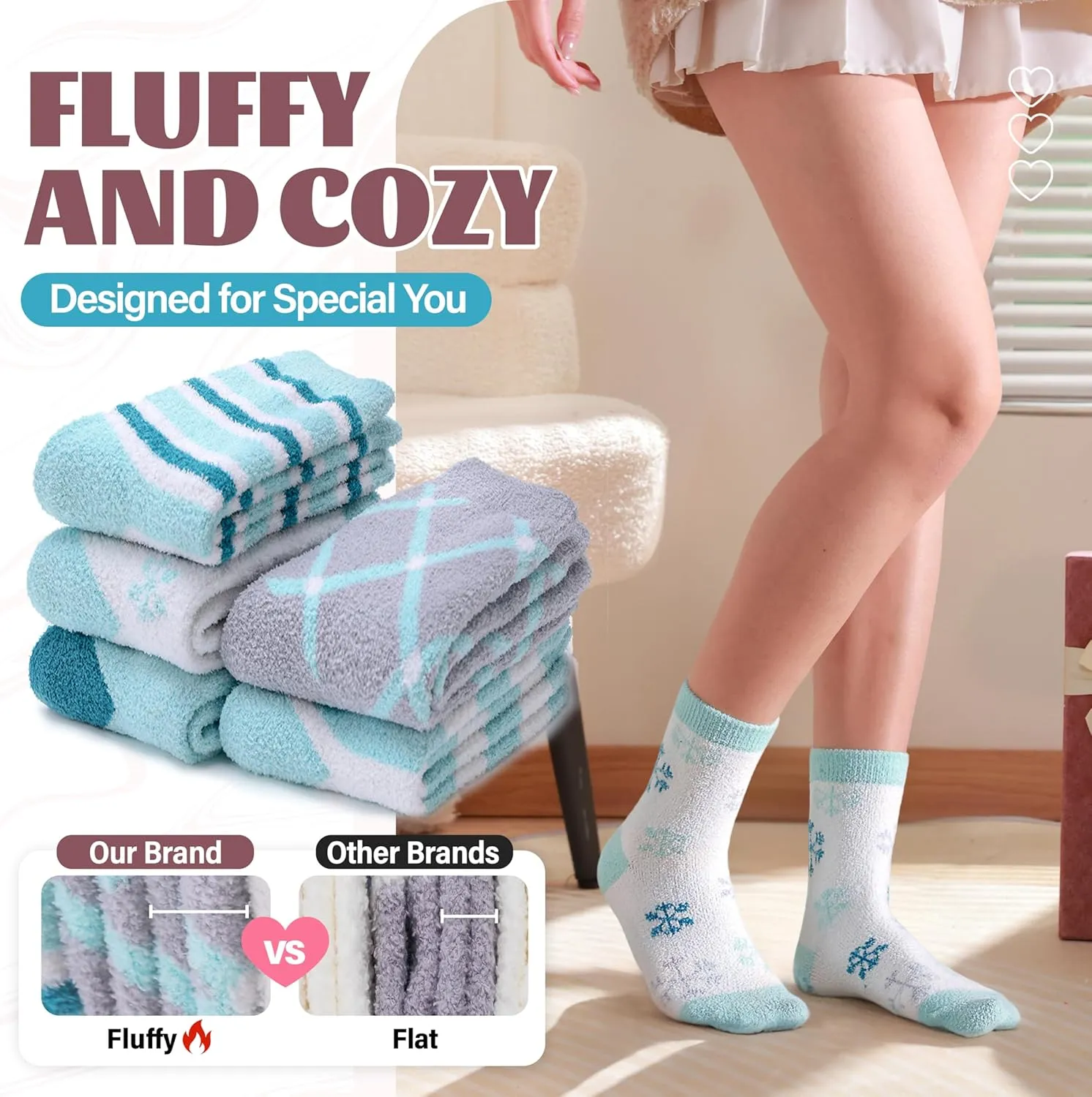 Anlisim Womens Fuzzy Socks Cozy Fluffy Winter Cabin Slipper Warm Fleece Soft Thick Comfy Socks