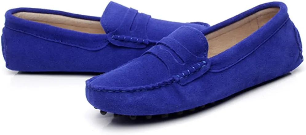 ANUFER Women's Classic Suede Penny Loafers Comfort Handmade Slipper Moccasins