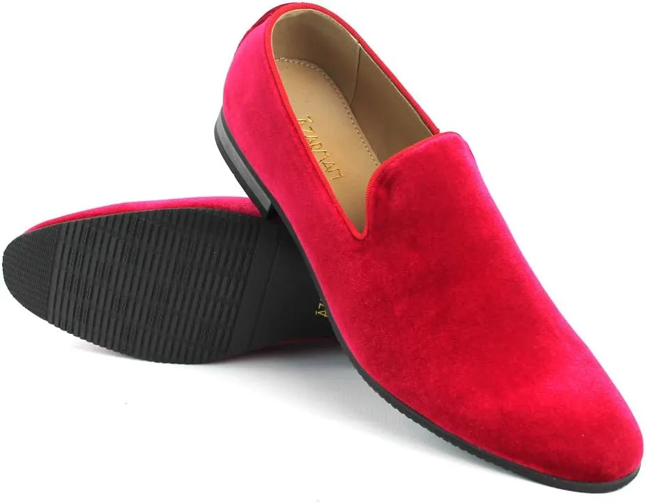 AZAR MAN Men's Velvet Slip On Loafer Dress Shoes Tudors