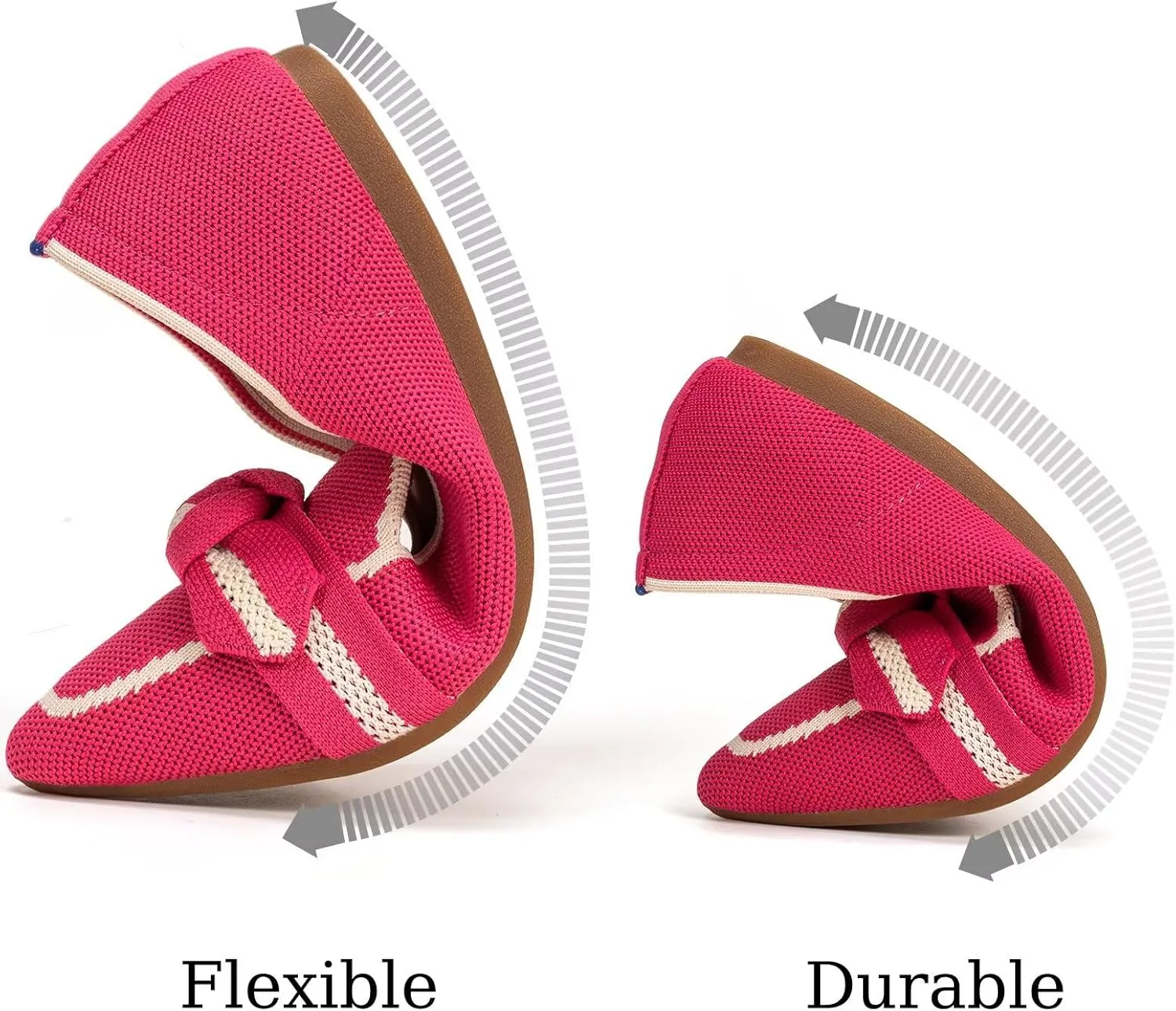 BEJINASH Women's Loafer Flats Casual Knit Fabric Lightweight Dressy Shoes Washable Elegant Pointed-Toe lace-up Bow Shoes Comfortable Ballet Shoes for Women Perfect for Daily