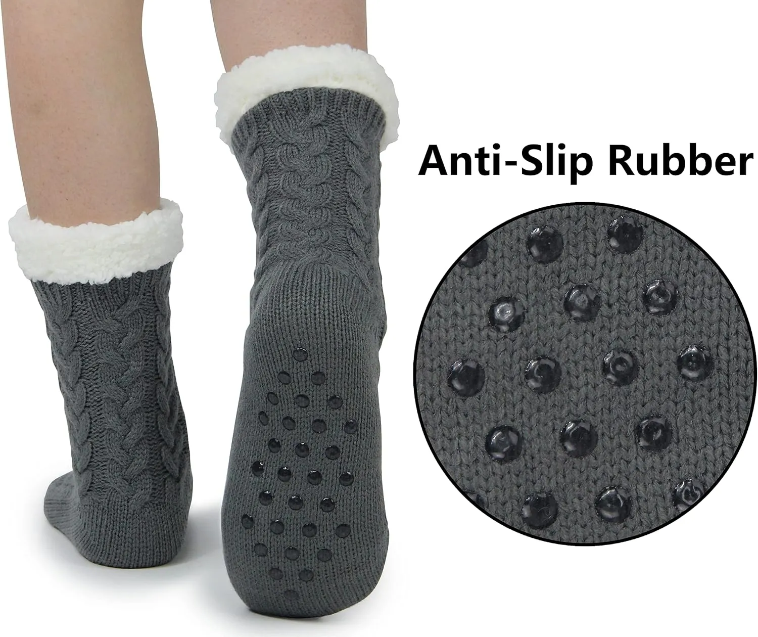 BenSorts Women Winter Thick Slipper Socks with Grippers Non Slip Warm Fuzzy Socks Christmas Gifts