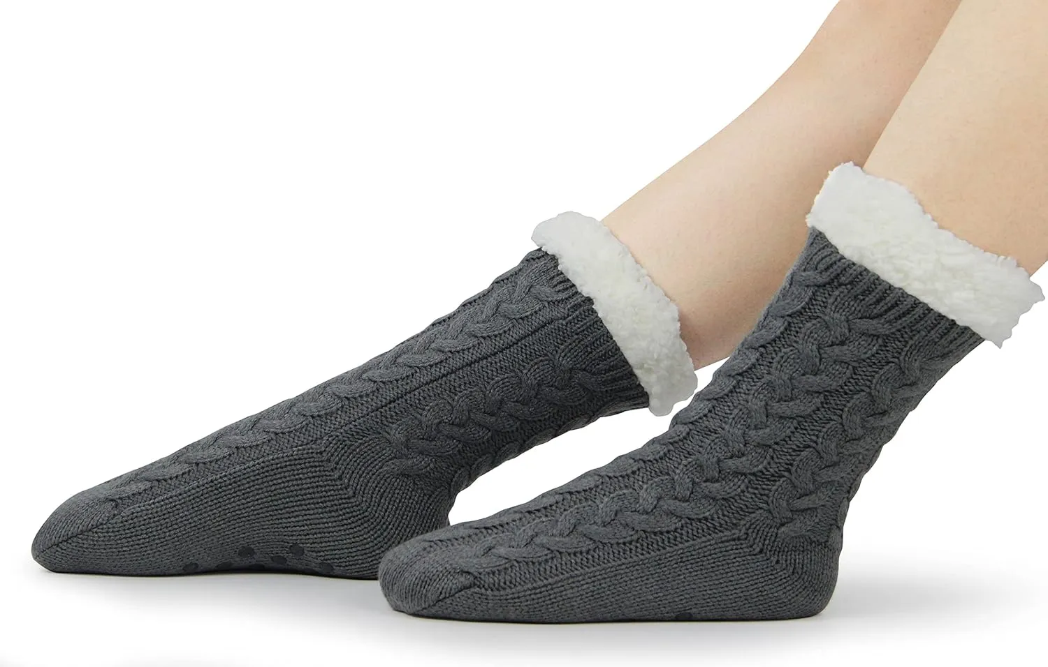 BenSorts Women Winter Thick Slipper Socks with Grippers Non Slip Warm Fuzzy Socks Christmas Gifts