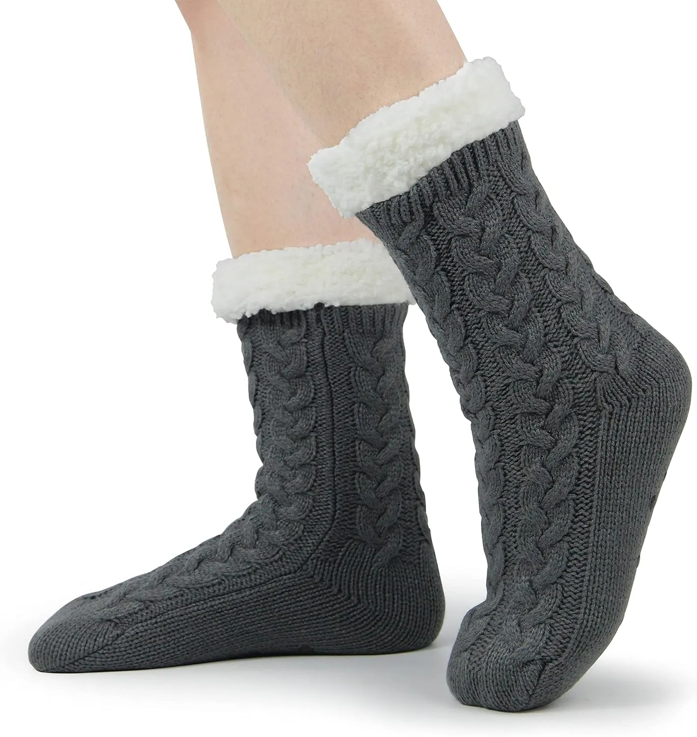 BenSorts Women Winter Thick Slipper Socks with Grippers Non Slip Warm Fuzzy Socks Christmas Gifts