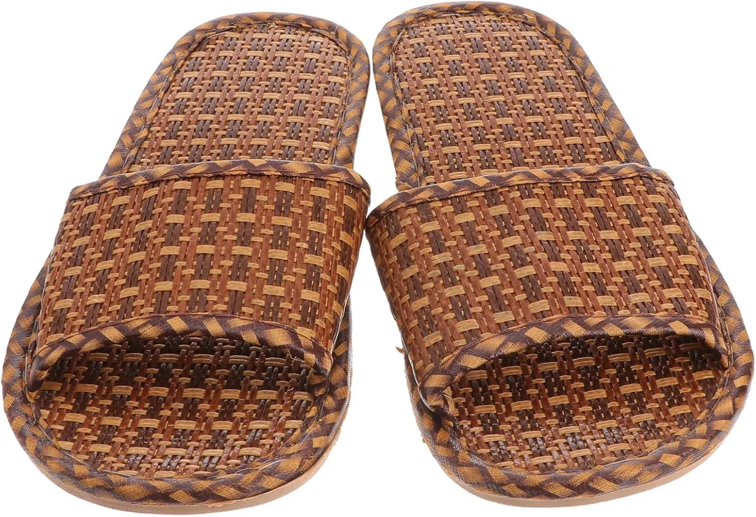 BESTYASH Comfortable Flat Bottom Sandals Rattan Woven Home Slippers for Summer and Indoor Use