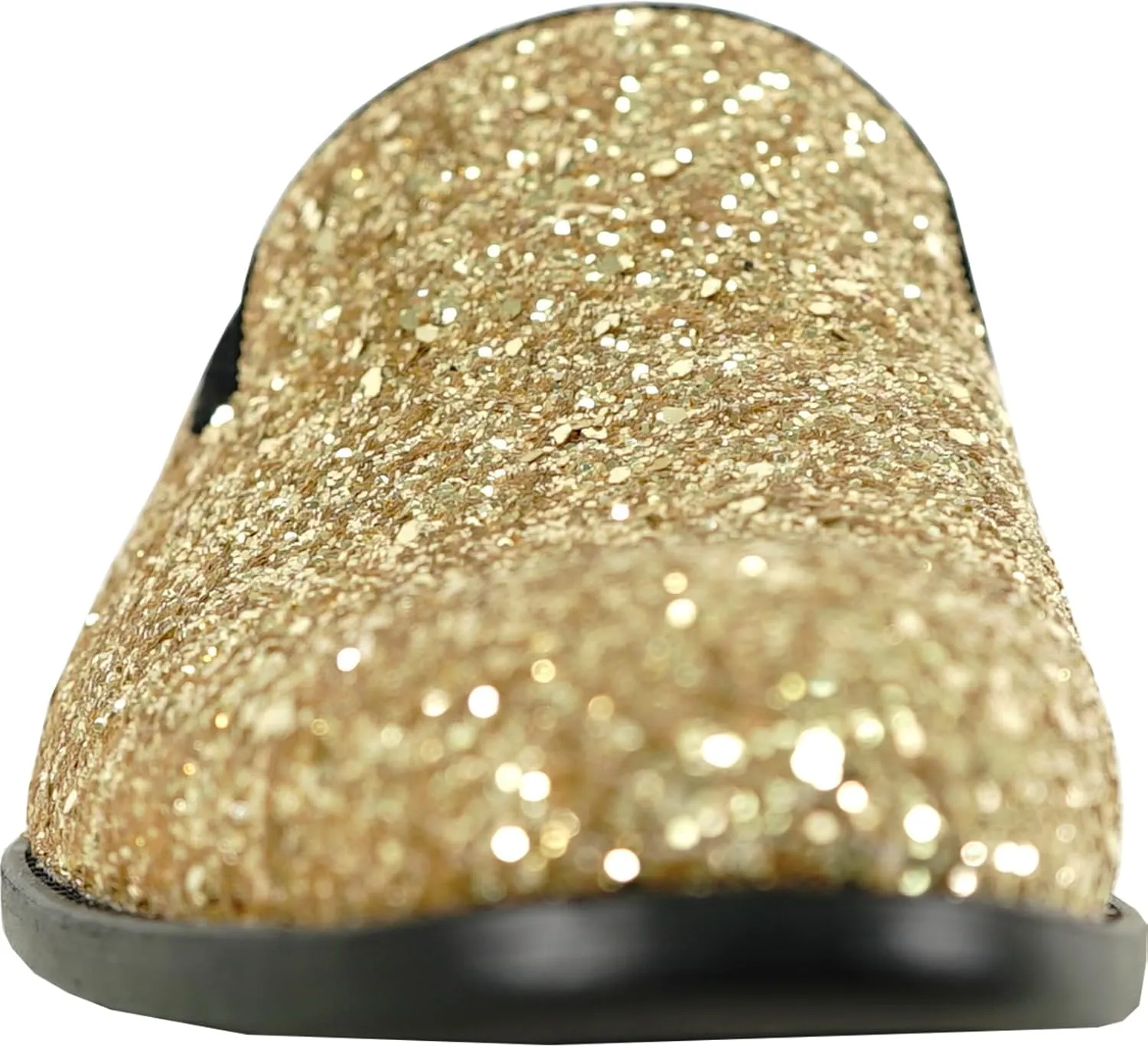 bravo! Men Dress Shoe Prom Slip on Loafer Tuxedo Shoe Classic Metallic Glitter for Wedding Prom Party Black Gold Silver