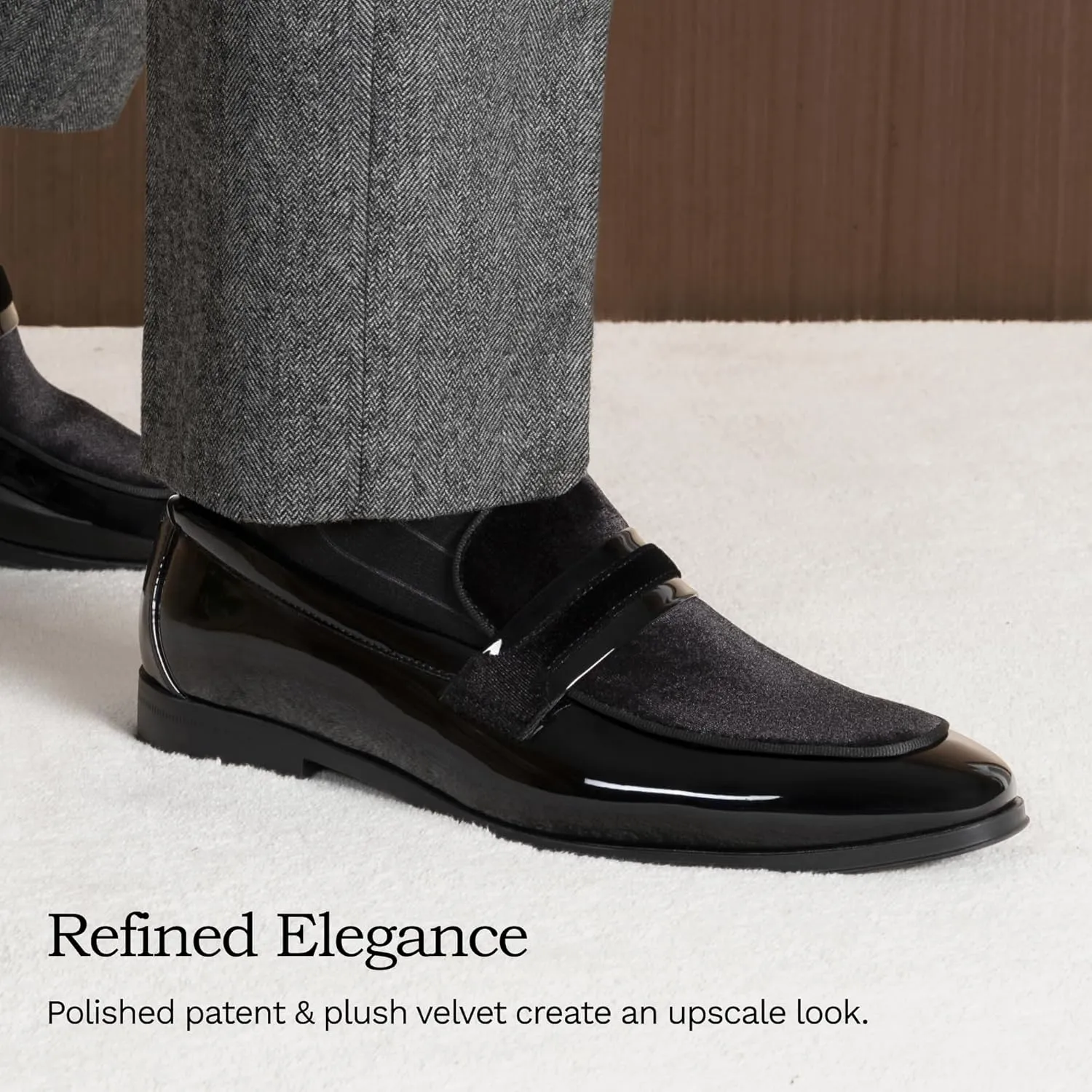 Bruno Marc Men's Tuxedo Patent Loafers Classic Velvet Slip-on Dress Shoes