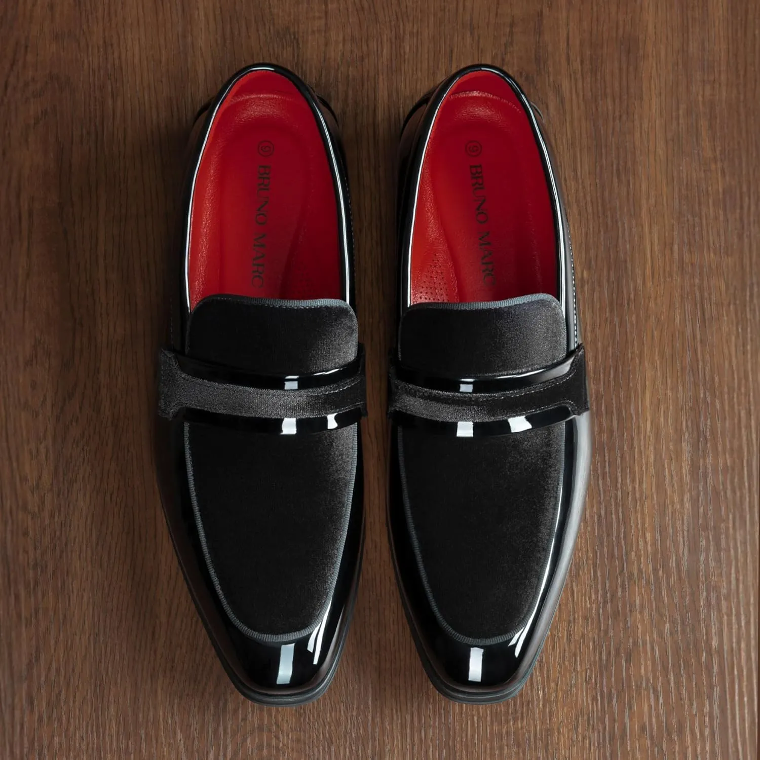 Bruno Marc Men's Tuxedo Patent Loafers Classic Velvet Slip-on Dress Shoes