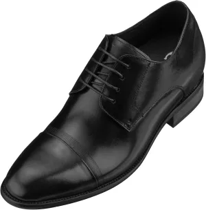 CALTO Men's Invisible Height Increasing Elevator Shoes - Black Premium Leather Lace-up Formal Oxfords - 3 Inches Taller - Y1004 - Size 8 D(M) US