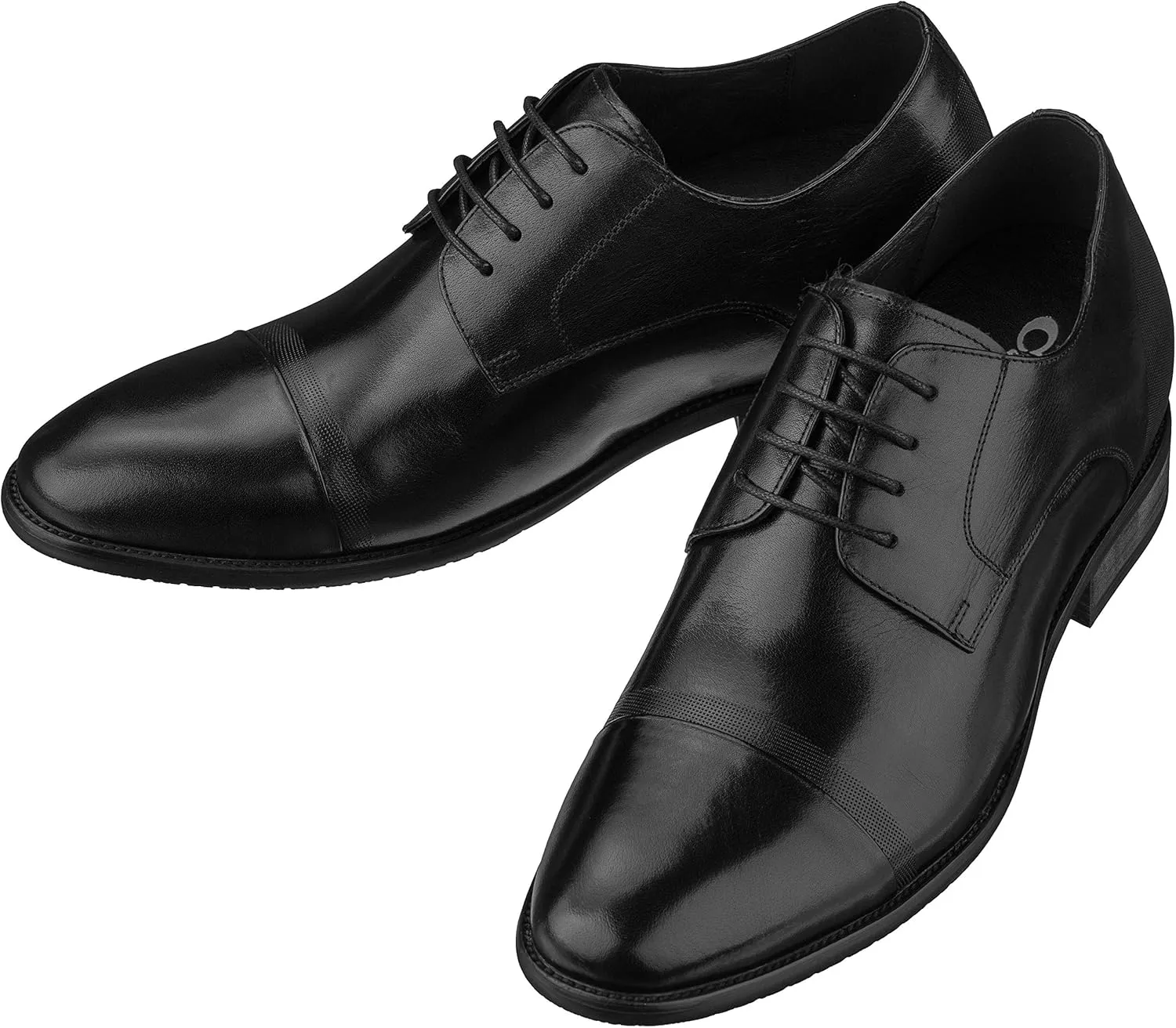 CALTO Men's Invisible Height Increasing Elevator Shoes - Black Premium Leather Lace-up Formal Oxfords - 3 Inches Taller - Y1004 - Size 8 D(M) US