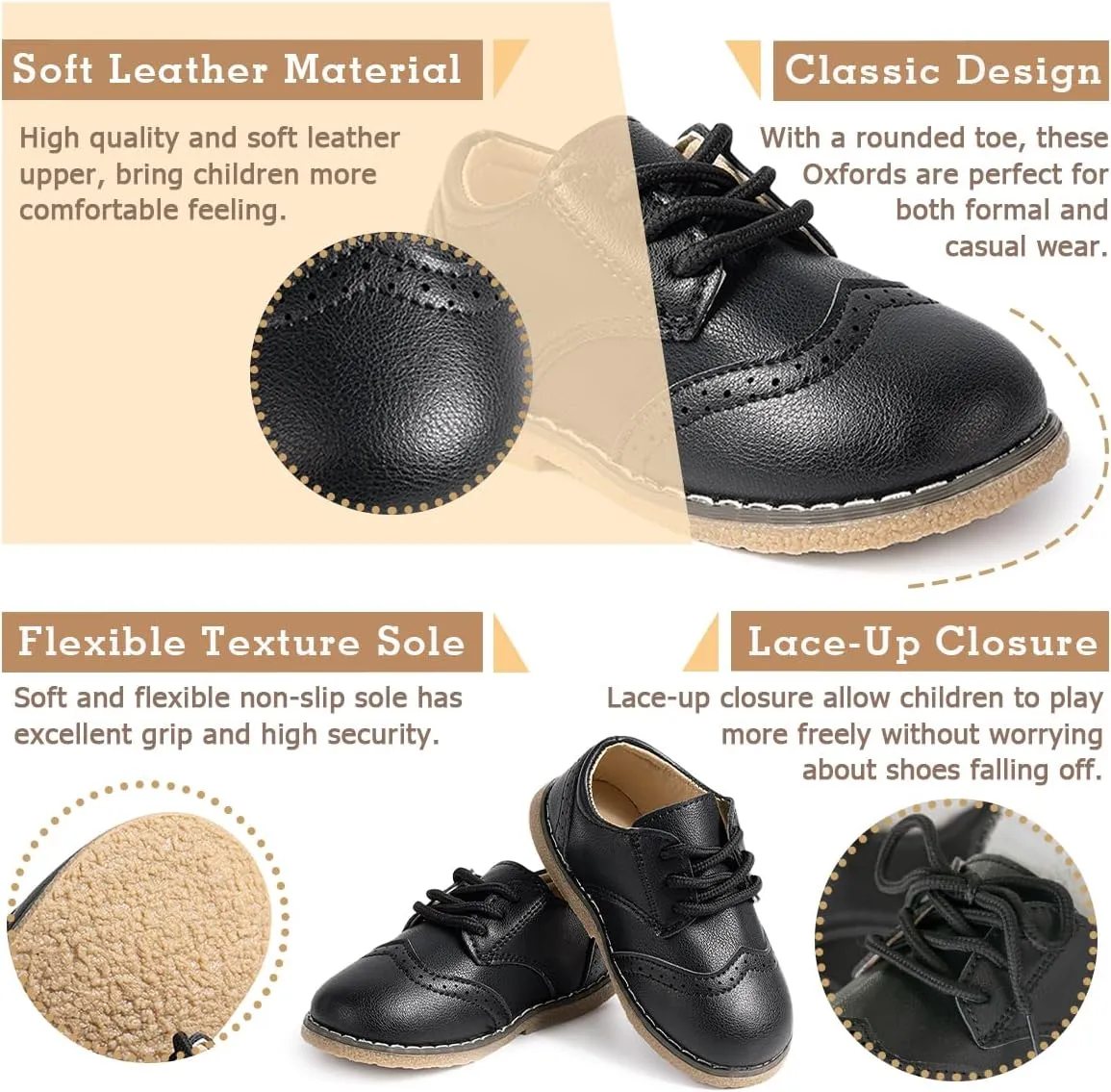 Casazoe Boys Girls Oxford Wedding Dress Shoes Classic School Uniform Flats Formal Casual Loafer for Toddler Little Kid