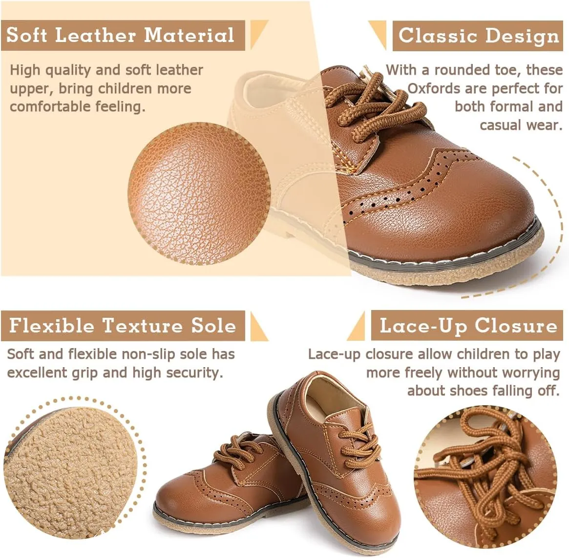 Casazoe Boys Girls Oxford Wedding Dress Shoes Classic School Uniform Flats Formal Casual Loafer for Toddler Little Kid