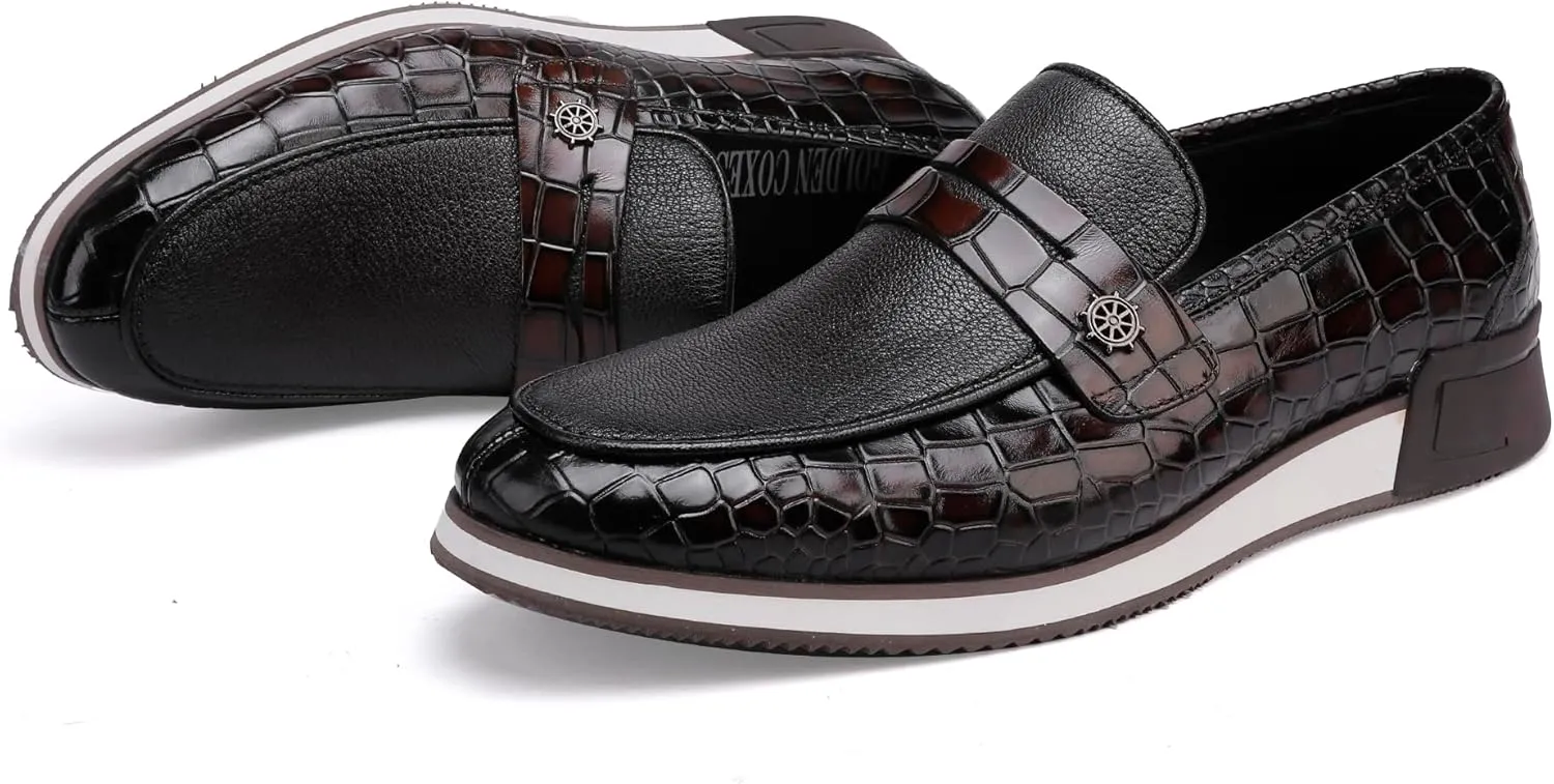 Casual Men's Dress Sneakers Shoes, Fashion Business Loafer Classic Leather Dress Shoes for Mens