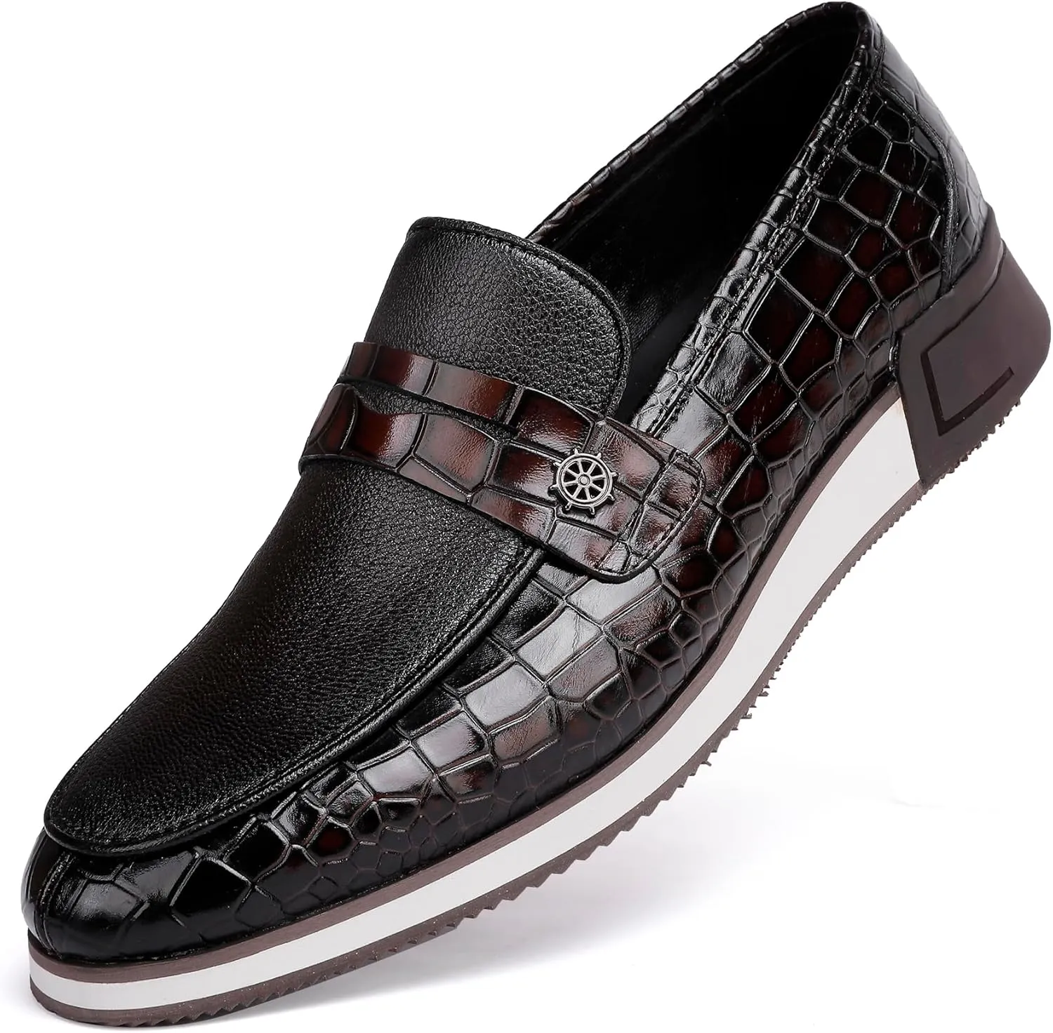 Casual Men's Dress Sneakers Shoes, Fashion Business Loafer Classic Leather Dress Shoes for Mens