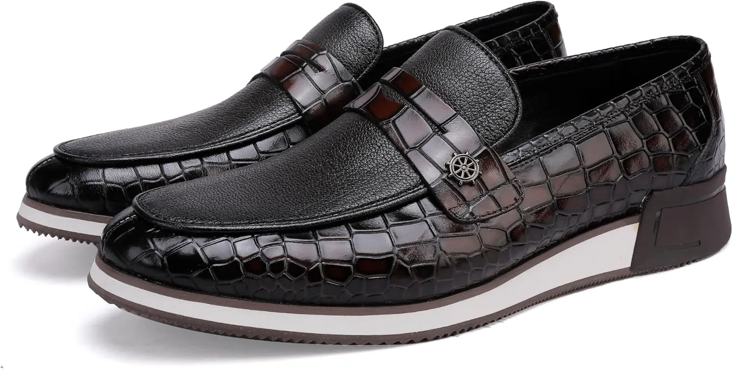 Casual Men's Dress Sneakers Shoes, Fashion Business Loafer Classic Leather Dress Shoes for Mens