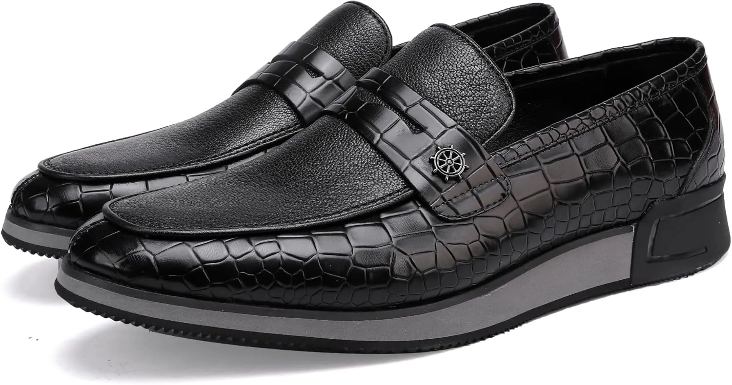 Casual Men's Dress Sneakers Shoes, Fashion Business Loafer Classic Leather Dress Shoes for Mens