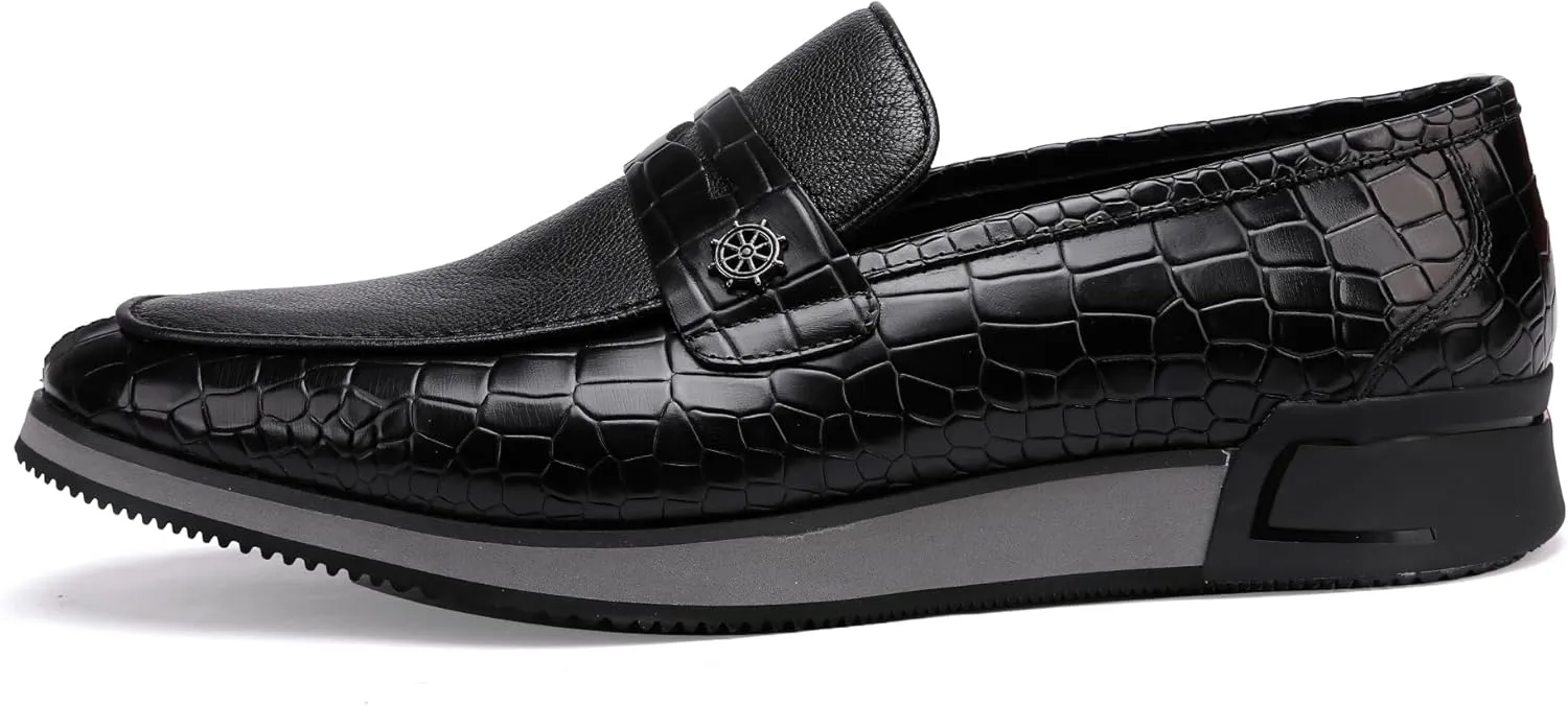 Casual Men's Dress Sneakers Shoes, Fashion Business Loafer Classic Leather Dress Shoes for Mens