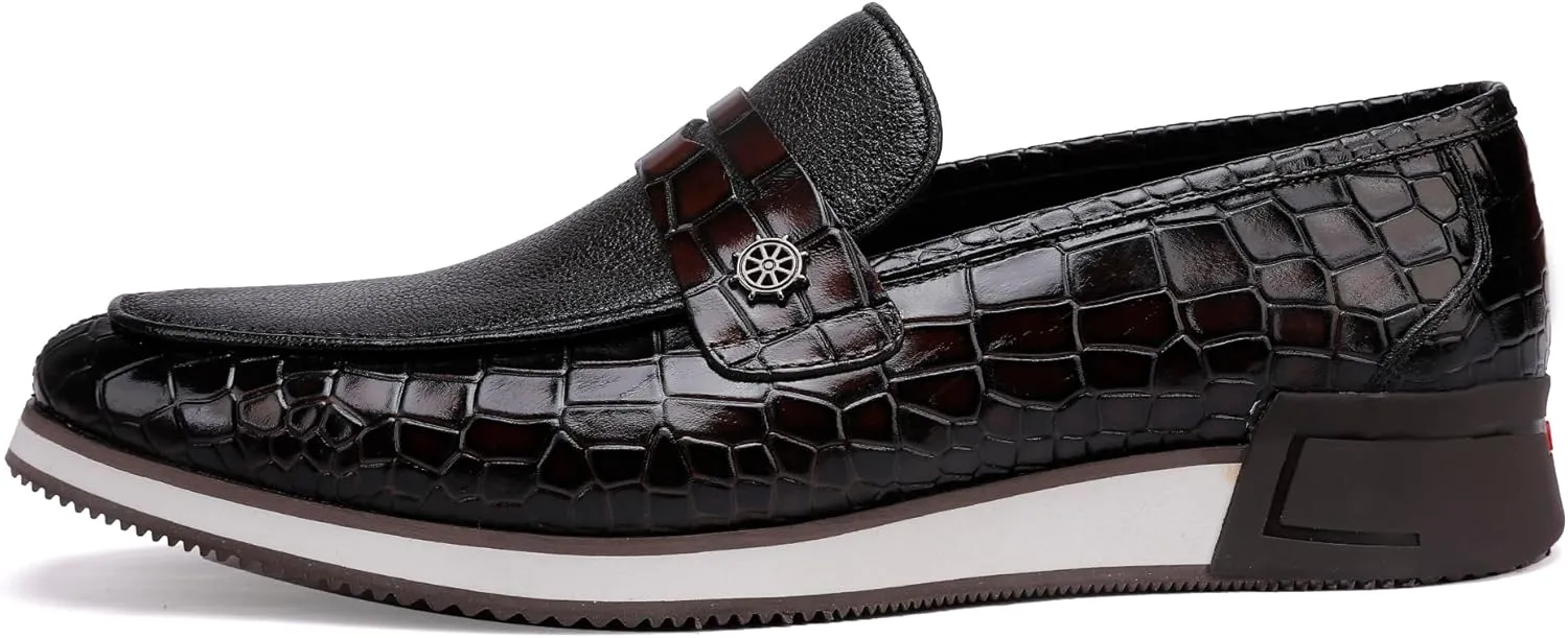 Casual Men's Dress Sneakers Shoes, Fashion Business Loafer Classic Leather Dress Shoes for Mens