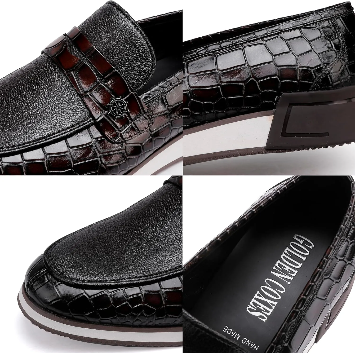 Casual Men's Dress Sneakers Shoes, Fashion Business Loafer Classic Leather Dress Shoes for Mens