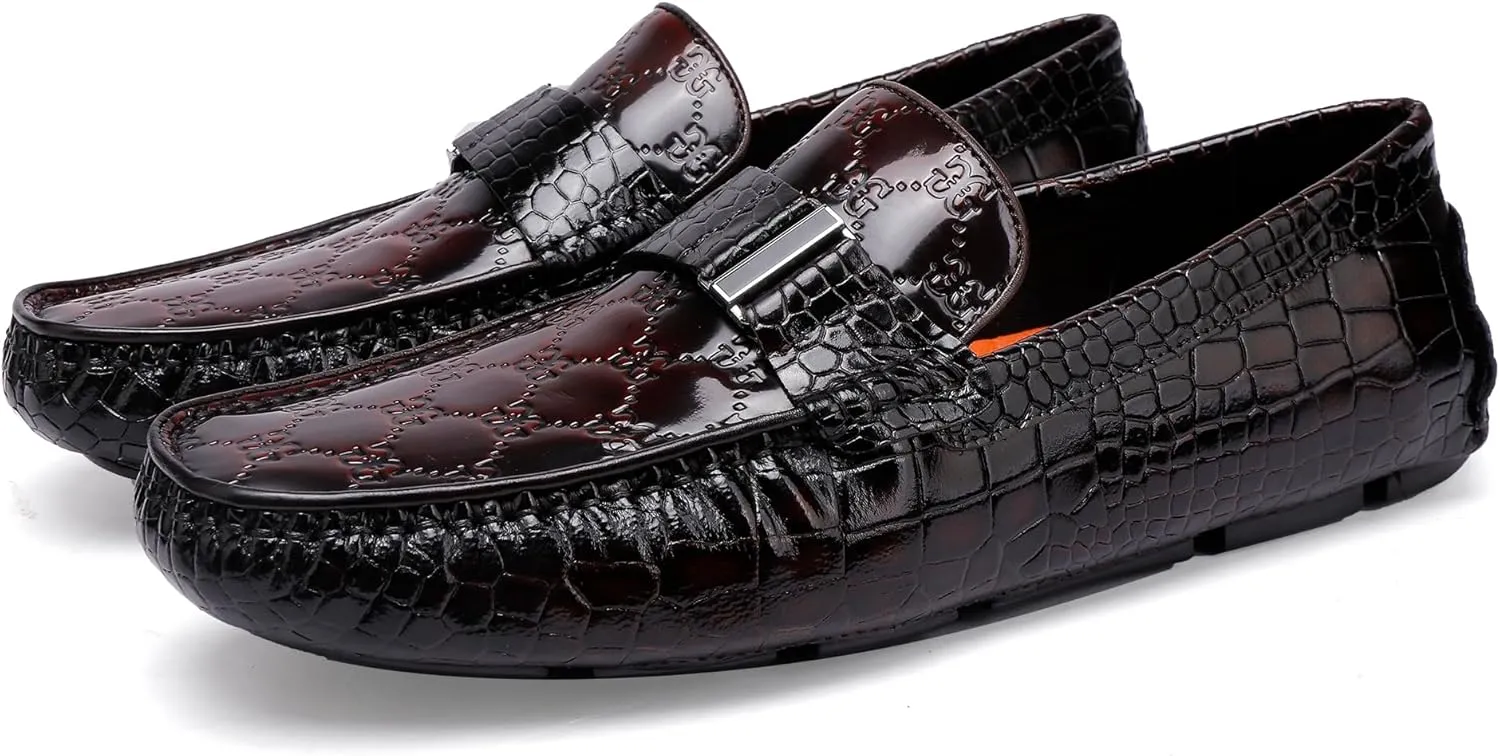 Casual Men's Leather Driving Loafer Casual Metal Buckle Business Penny Loafer Shoes Party Wedding Driving Moccasin