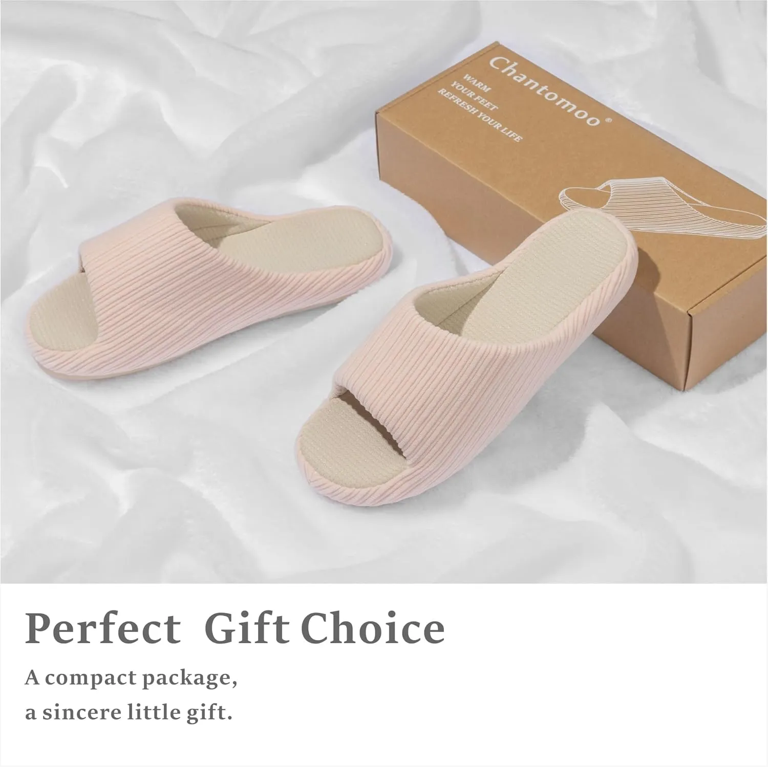 Chantomoo Womens Slipper Memory Foam Slippers Comfy House Slippers Rubber Sole Bedroom Cozy Indoor Outdoor Home Slipper Slides