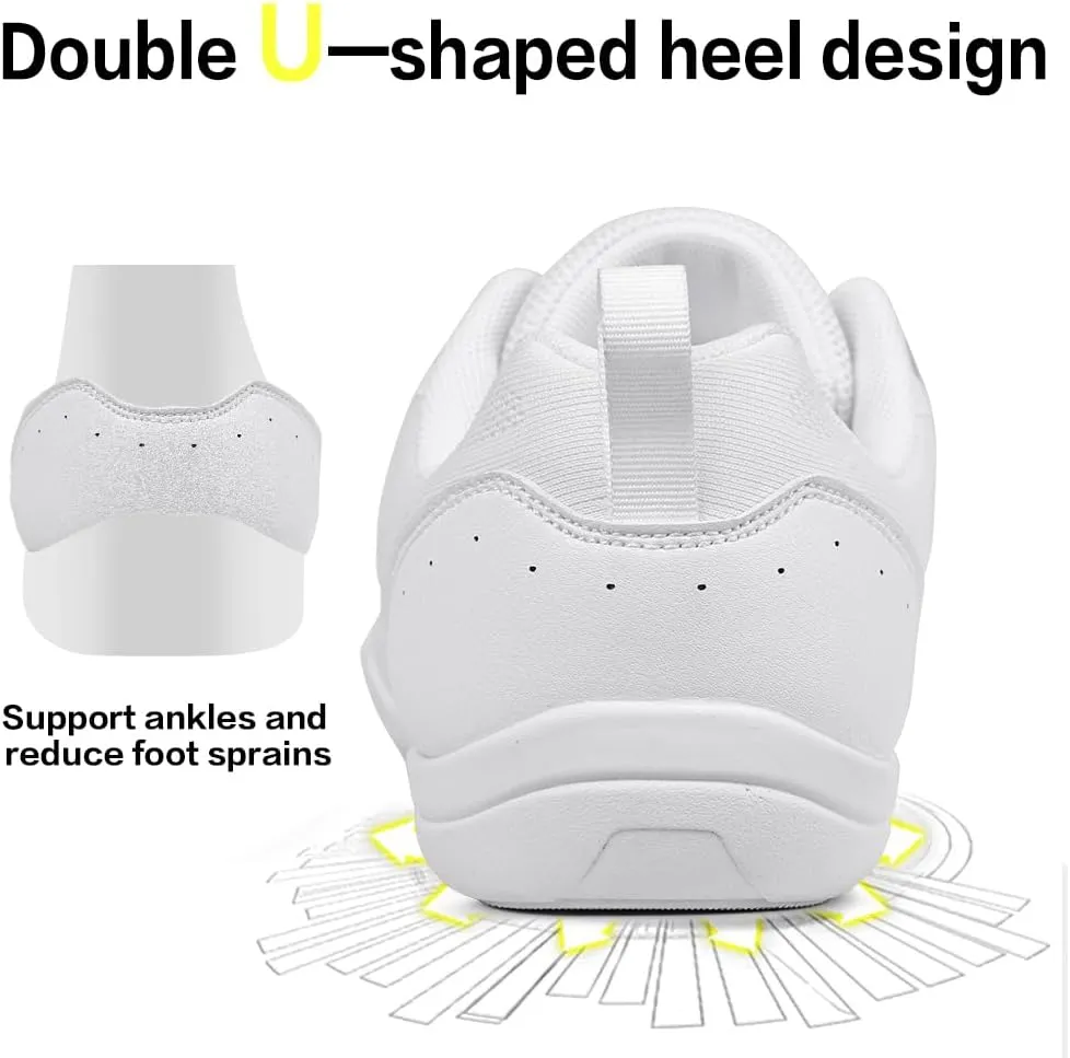 Cheer Shoes for Youth Girls White Cheerleading Athletic Dance Shoes Tennis Sneakers for Competition Sport Training